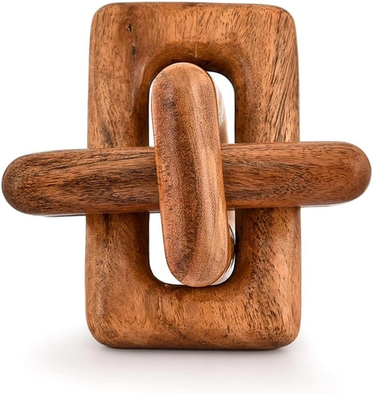 Brighora Rustic Interlocking Wooden Link Sculpture