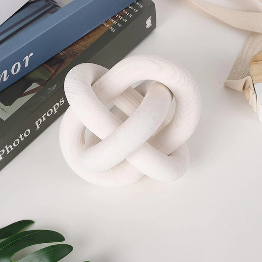 Brighora Minimalist Interlocking Knot Sculpture - Matte White Decor