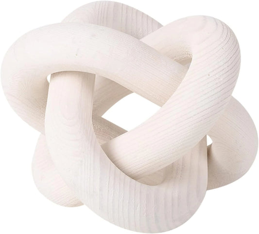 Brighora Minimalist Interlocking Knot Sculpture - Matte White Decor